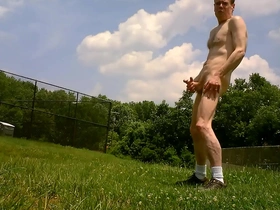 Realy risky public suburban field naked jack off  august 2012