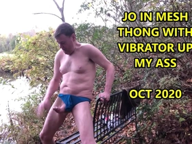 Public vibrator up my ass in a thong