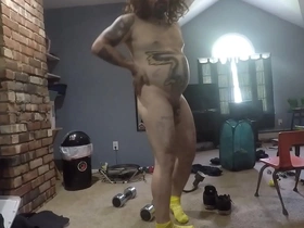 Sexy naked man with long flowing hair