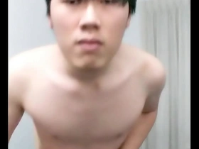 Cute asian twink jerking off