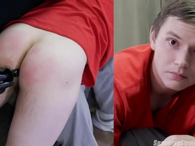 Straight boy's humiliating butt plug spanking